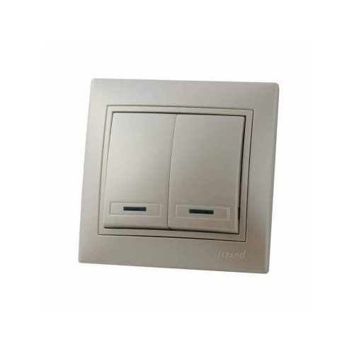 Выключатель двойной с подсветкой Lezard Mira 701-3030-112 жемчужно-белый перламутр