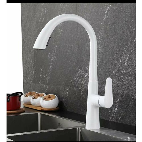 Смеситель для кухни с выдвижной лейкой ther белый 4198₽