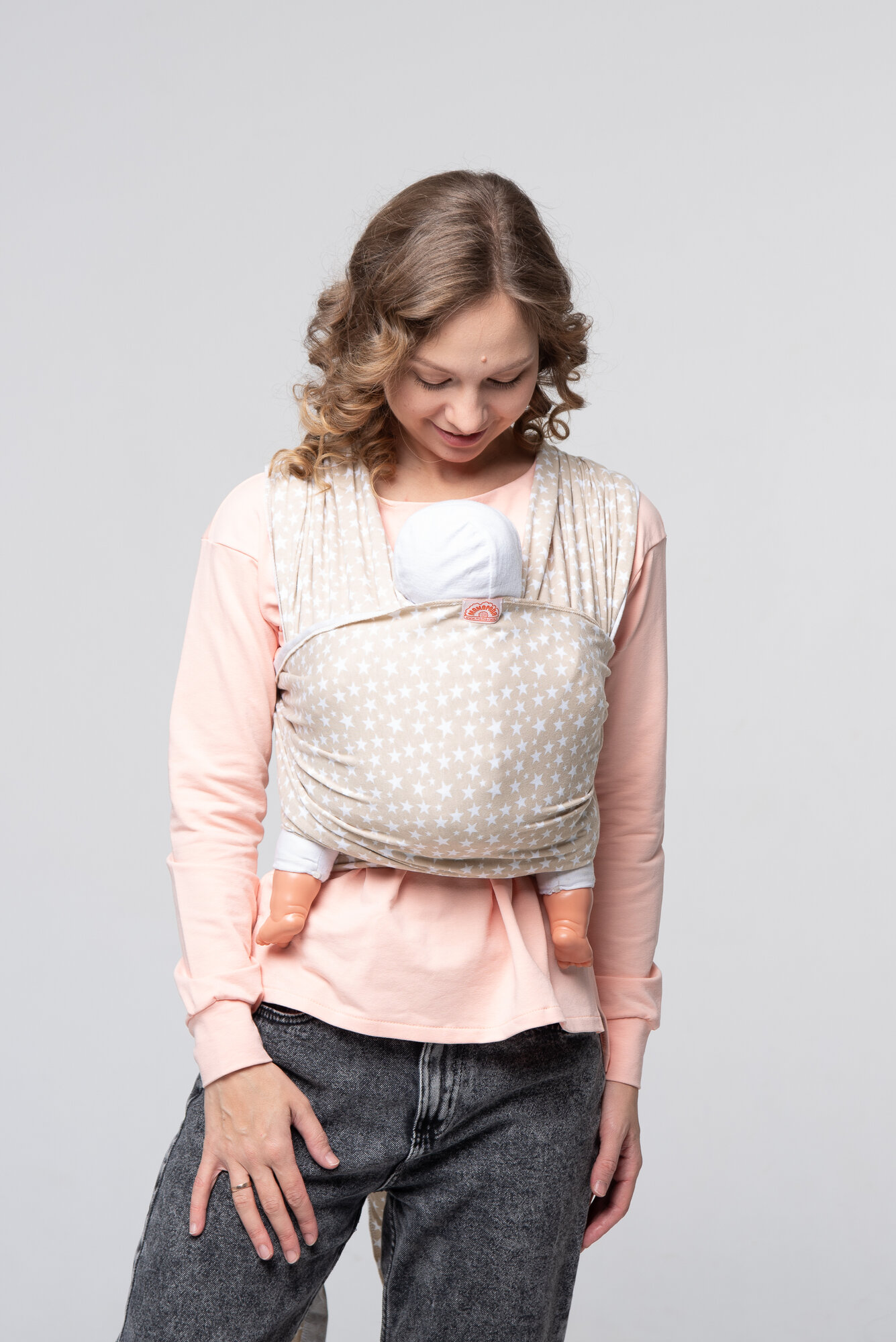 фото Слинг-шарф трикотажный слинг для новорожденных с рождения ребенка переноска 100% хлопок