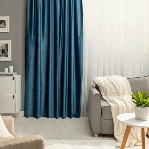 фото Штора на ленте со скрытыми петлями блэкаут inspire annalise 200x280 см цвет бирюзовый ibiza 1