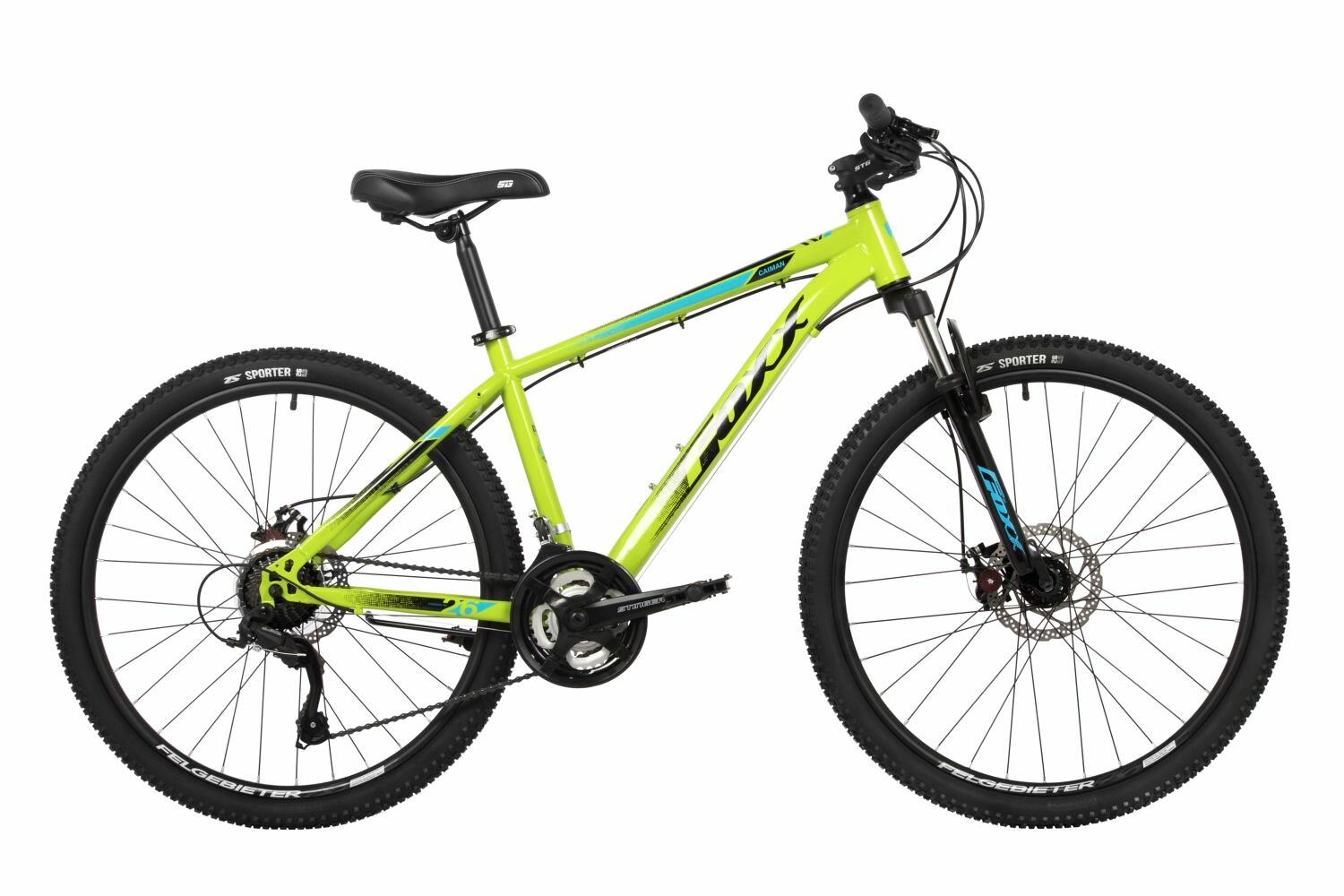 Велосипед Foxx Caiman 26" (2024) (Велосипед FOXX 26" CAIMAN лимонный, сталь, размер 18")