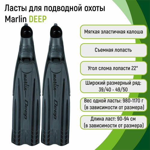 Ласты Marlin Deep black 39-40 ласты длинные marlin hunter 39 40