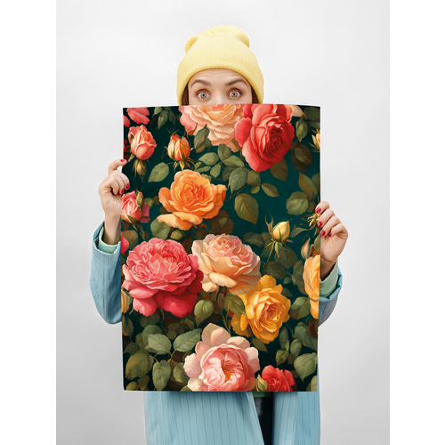 Картина для интерьера на стену на холсте 40х50 см Цветы Розы