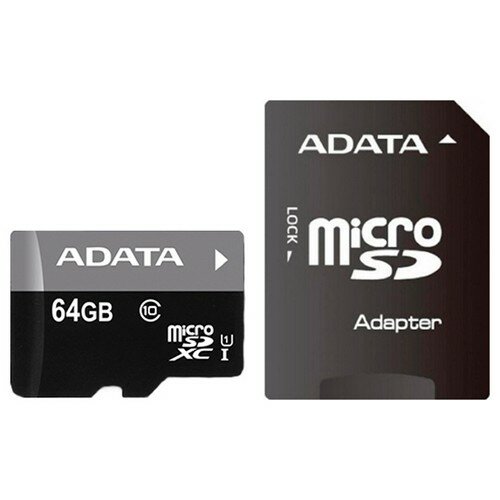 Карта памяти ADATA MICRO SDXC 64GB CLASS10 W/A (AUSDX64GUICL10A1-RA1)
