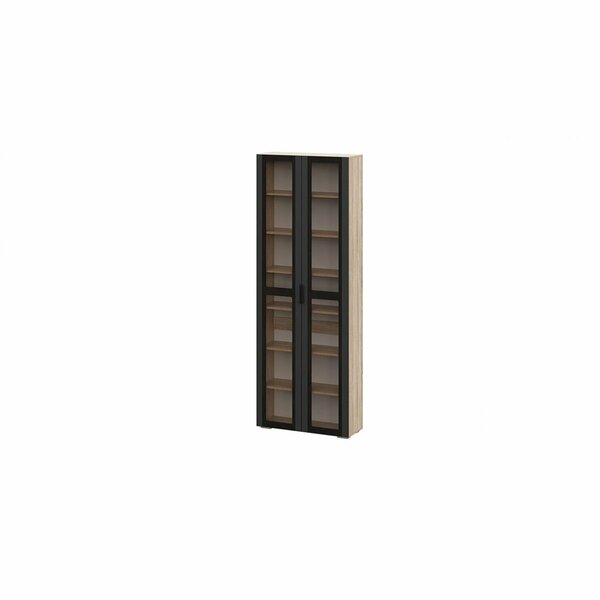 Шкаф книжный Норд ШКВ-800 - дуб сонома / софт черный