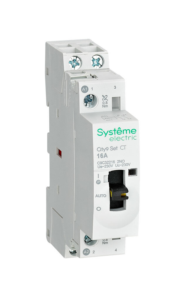 Systeme Electric City9 SET Модульный контактор 2P 2НО 16A, Ручное управление, AC 230В-230В, Systeme Electric, арт. C9C32216