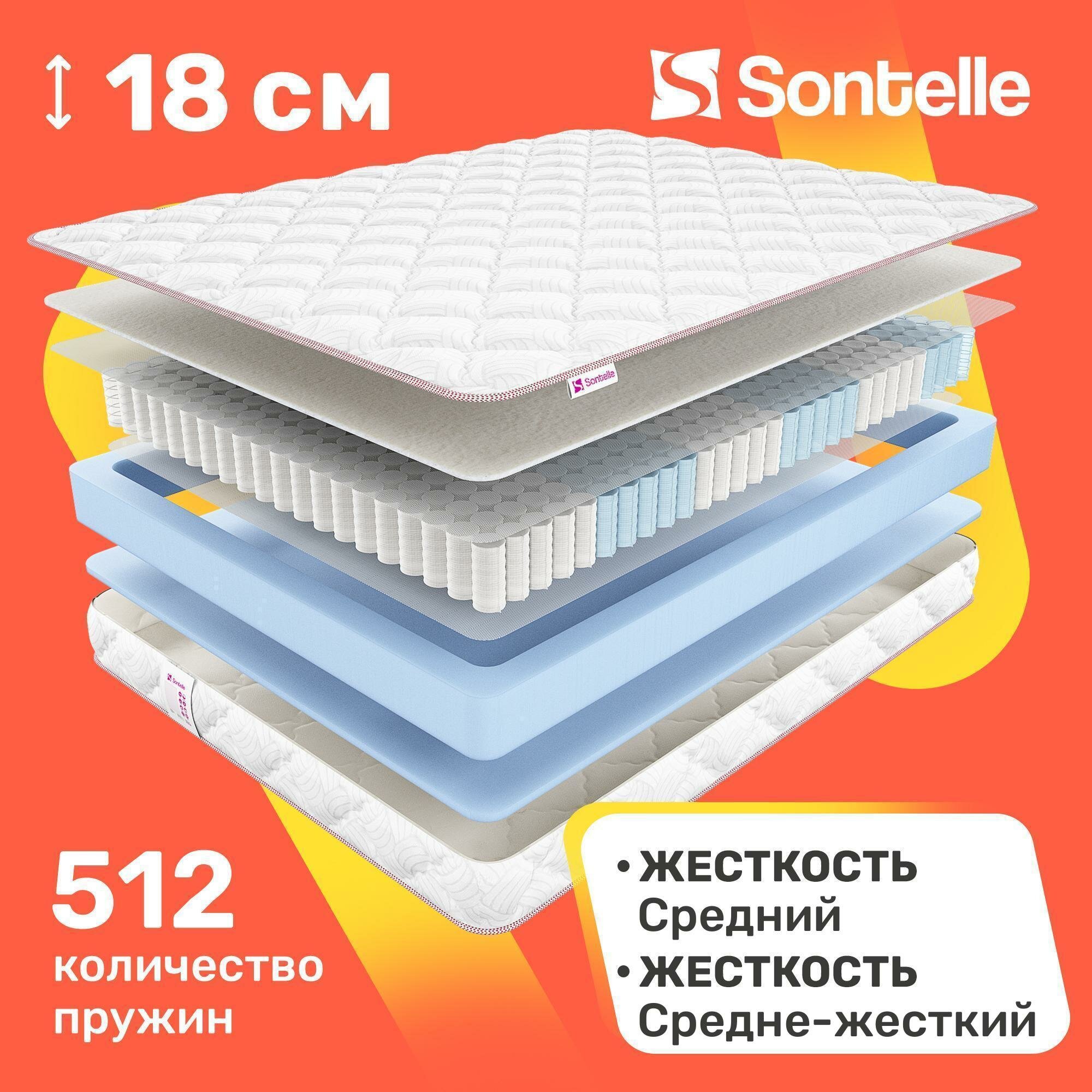 Матрас с независимыми пружинами Sontelle Coste Laste 160x200