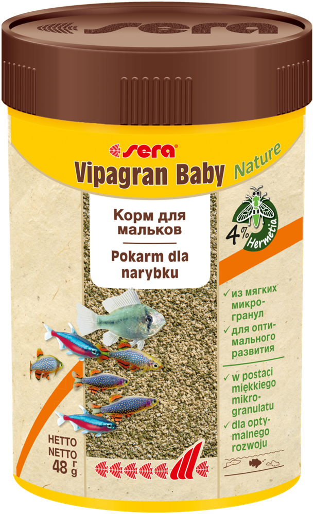 Корм для мальков аквариумных рыб Sera Vipagran Baby в гранулах, 100 мл, 48 гр