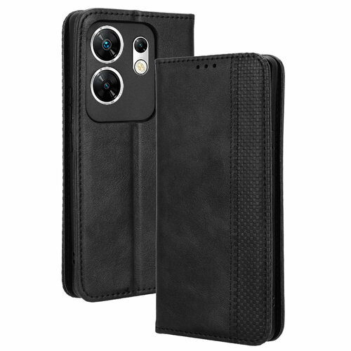 фото Чехол книжка для infinix zero 30 (4g) с магнитом и отделением под карты / инфиникс зеро 30 (4джи) (черная) cover-up