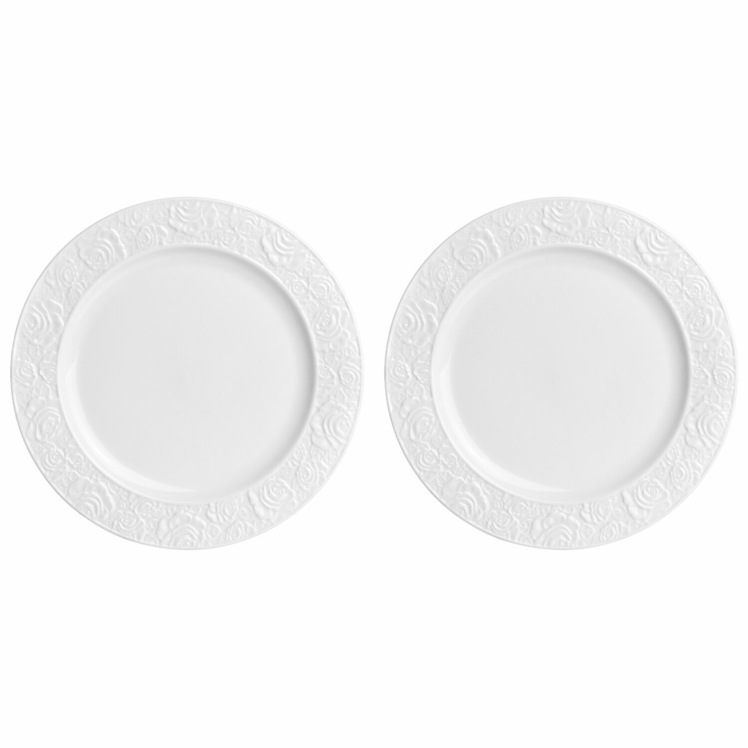 фото Elan gallery Набор тарелок Белые розы 20.5 см, 2 шт