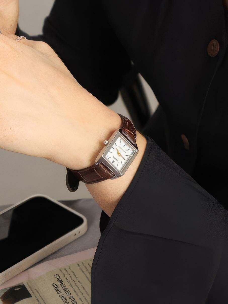 Наручные часы CASIO Collection, серебряный, коричневый, белый — фото 1
