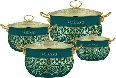 Набор кастрюль VELLEZZA GREEN VZ-1004GR, 2л/4.5л/6.5л/8.5л
