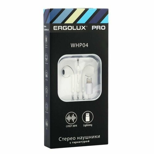 Наушники вкладыши с микрофоном ELX-WHP04-C01 проводные Lightning 12м коробкабокс бел ERGOLUX 15285 523₽