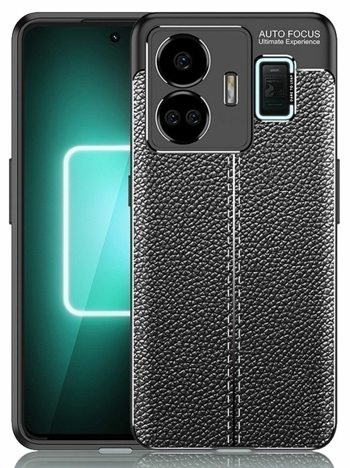Чехол на Realme GT Neo 5 силиконовый под кожу чёрный противоударный