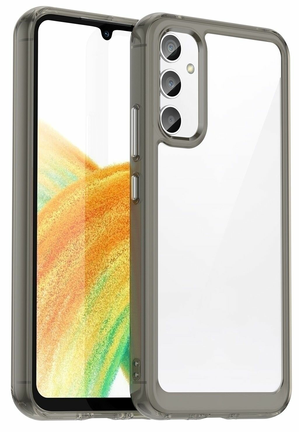 Чехол на Samsung Galaxy A34 5G пластиковый с силиконовой окантовкой серый