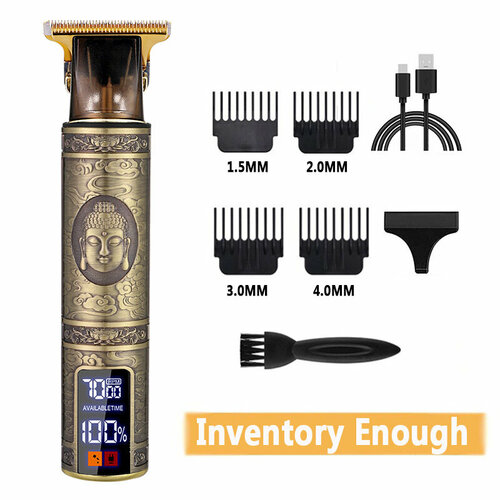 Машинка для стрижки T9 3-скоростная с цифровым дисплеем и большим экраном голова Будды 71000₽