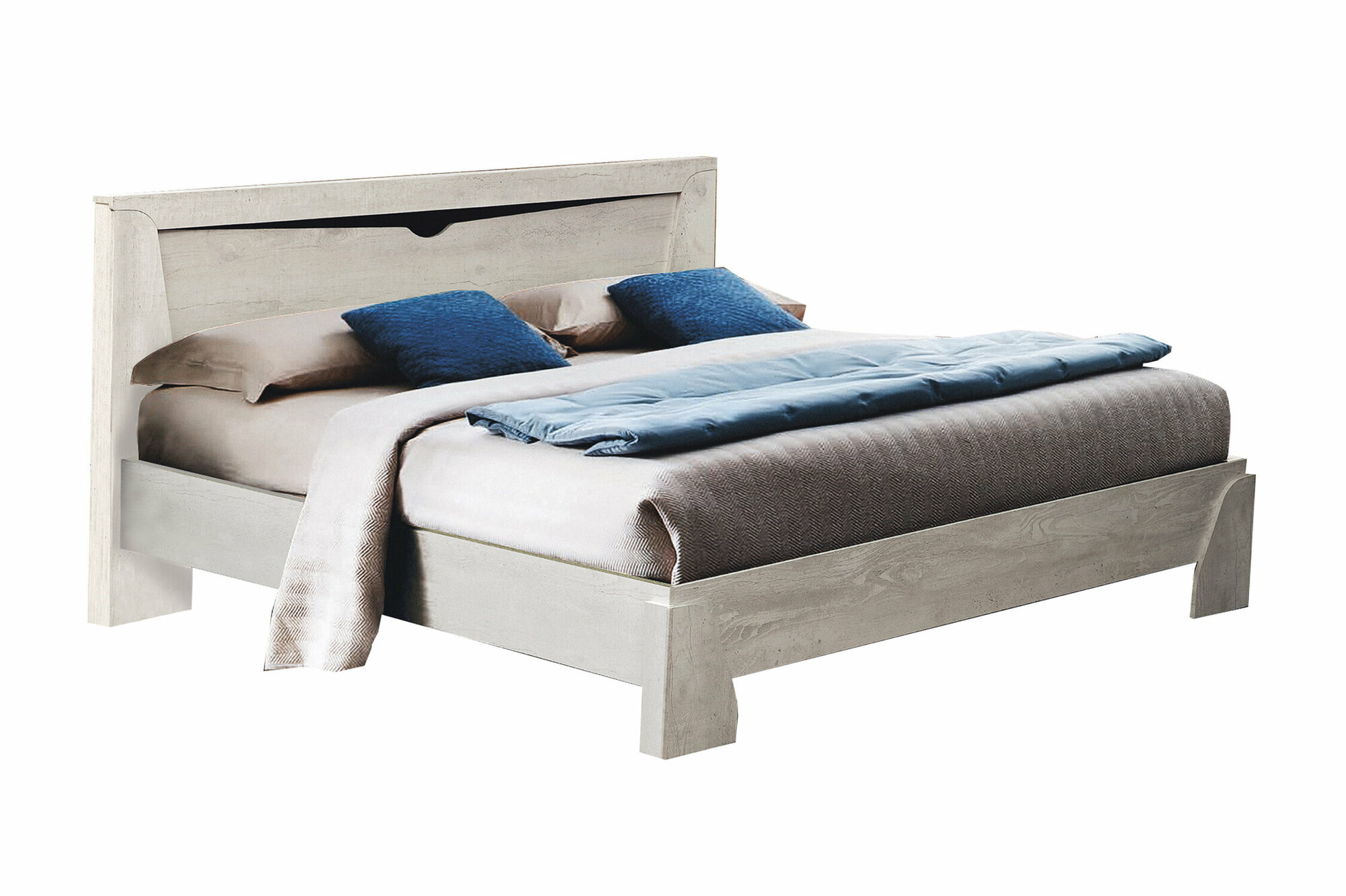 фото Кровать Олимп Лючия; ортопедические ламели; бетон пайн белый / венге 127.8x213.4x86.4 см