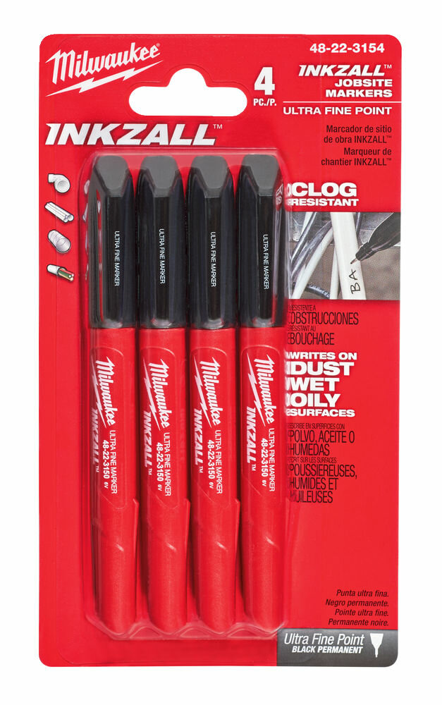 Комплект ультратонких чёрных маркеров INKZALL Milwaukee 48223154