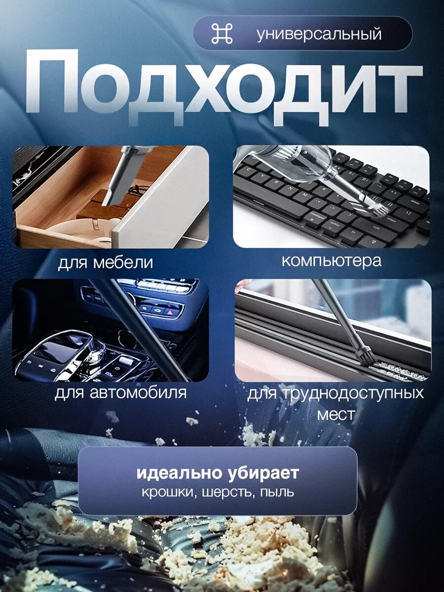 Автомобильный беспроводной пылесос для автомобиля 3в1 19000PA — фото 1
