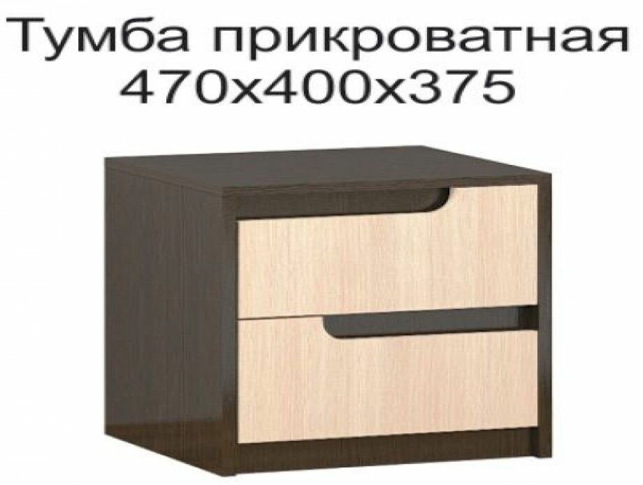Тумба прикроватная Гавана Венге/ Дуб молочный ЛДСП с ящиками для спальни 400х470х375 тэкс