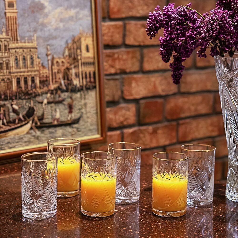 фото Набор стаканов 250 гр. 6 шт. Неман 5107-1000/1 отводка золотом