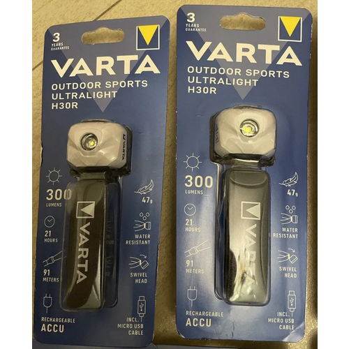 Налобный фонарь аккумуляторный светодиодный Varta Ultralight H30R white Outdoor Sports белый легкий LED 3 Вт 300 1800₽