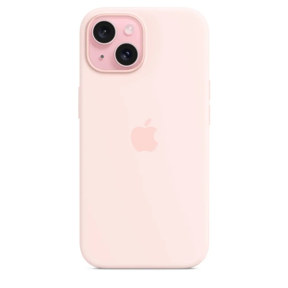 Чехол силиконовый MagSafe для iPhone 15 Light Pink с анимацией NFC, Silicone case MagSafe для айфон 15 - Светло-розовый