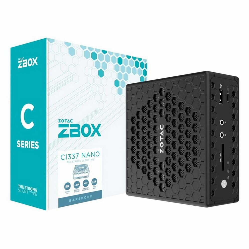 Платформа Zotac ZBOX-CI337NANO-BE Barebone (Intel N100 0.8 ГГц, 1x DDR5 SODIMM, no SSD, Intel UHD Graphics, noOS)