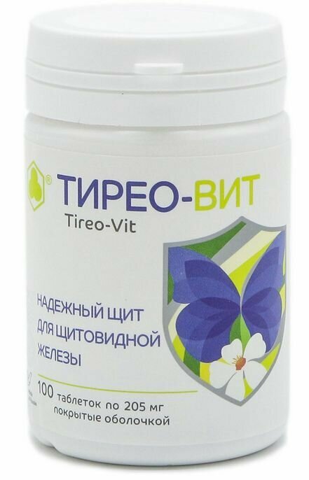 Картинки Тирео-вит, для щитовидной железы 100 таблеток по 205мг