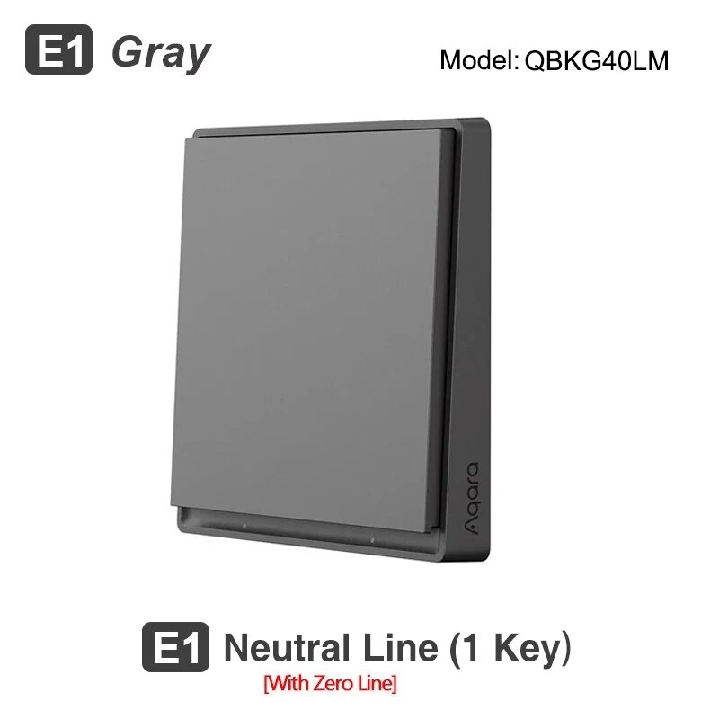 Настенный выключатель Aqara E1, Gray With Neutral 1