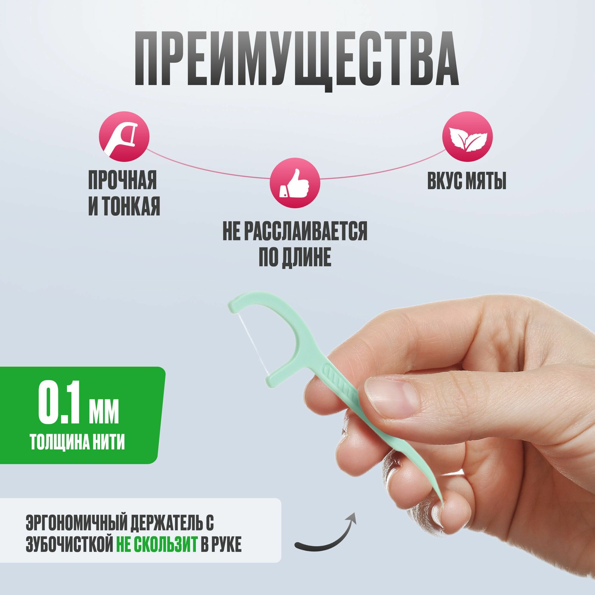 Картинки Зубная нить с зубочисткой 80 штук