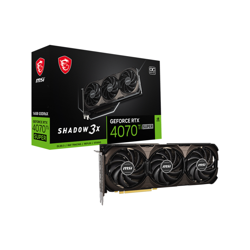 MSI NVIDIA GeForce RTX 4070 Ti SUPER 16G SHADOW 3X OC 16GB, GDDR6X/256-bit, 1xHDMI 2.1, 3xDP, 2.2-slot