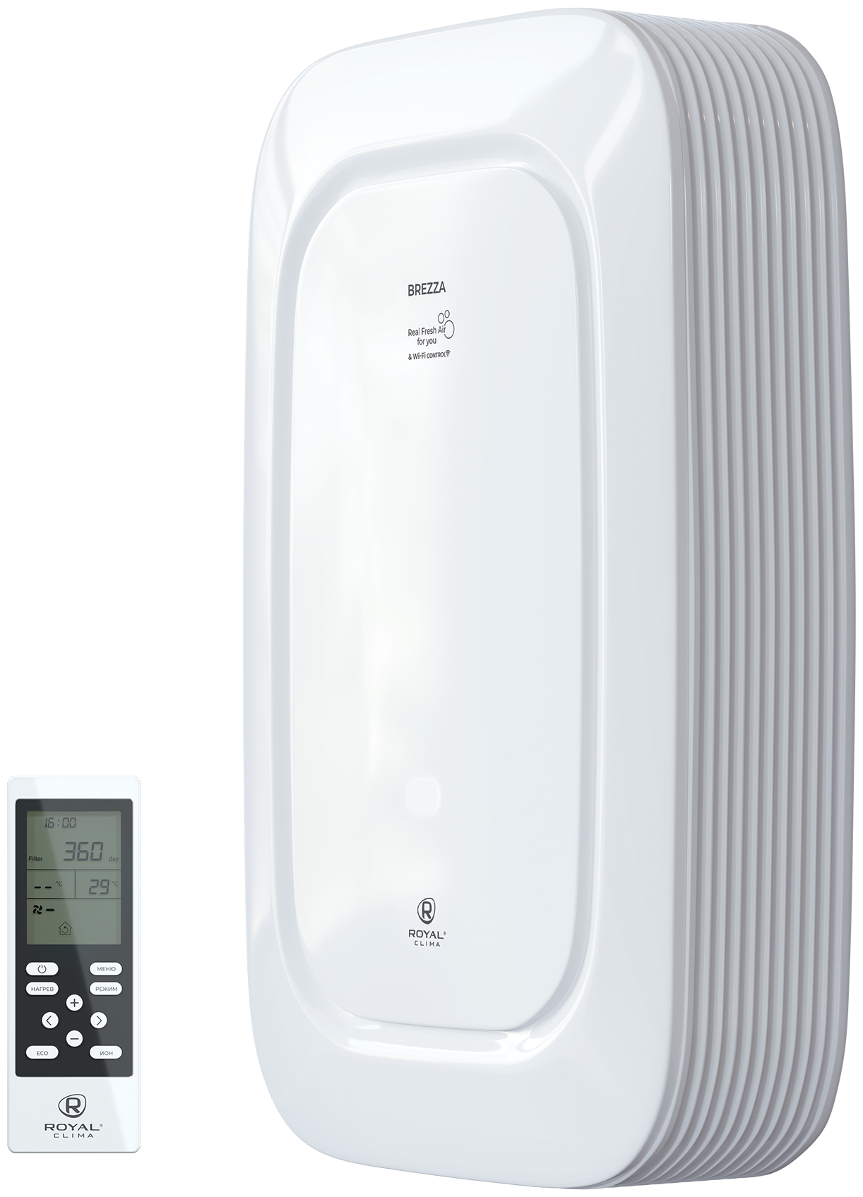 Приточно-очистительная установка Royal Clima BREZZA RCB150LUX + EH-1000, белый, 150м³/ч