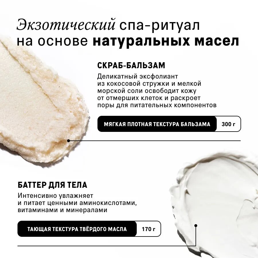 The Act labs — Набор: Скраб-бальзам антицеллюлитный "Кокос" + твердое масло увлажняющее для тела "Кокос", 300 г + 170 г — фото 1