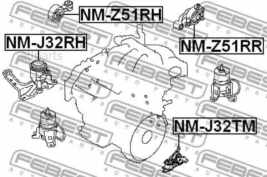 FEBEST NM-J32TM Подушка коробки скоростей at