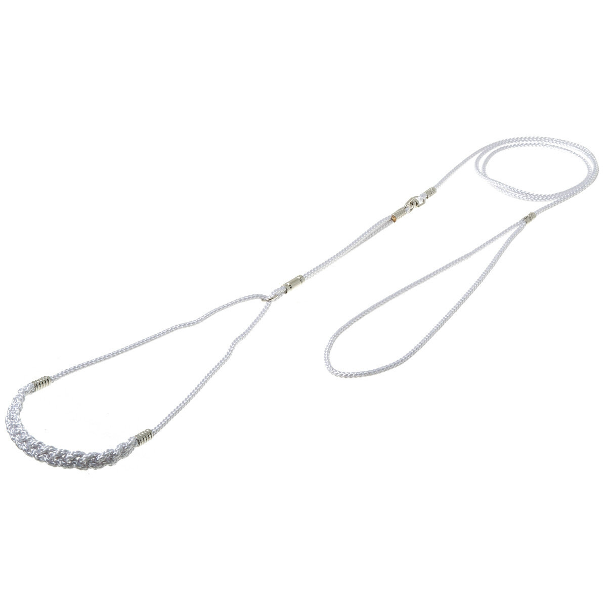 Ринговка для собак с плетёным расширителем с кольцом обхват до 60 см нейлон ширина 25 мм длина 120 см белая ZooOne