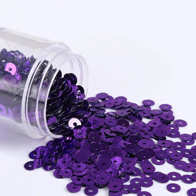 Плоские круглые пайетки из ПВХ 10 г 2-6 мм цвет в ассортименте 500-4000 шт Dark Purple 5mm 10g 1000PCS