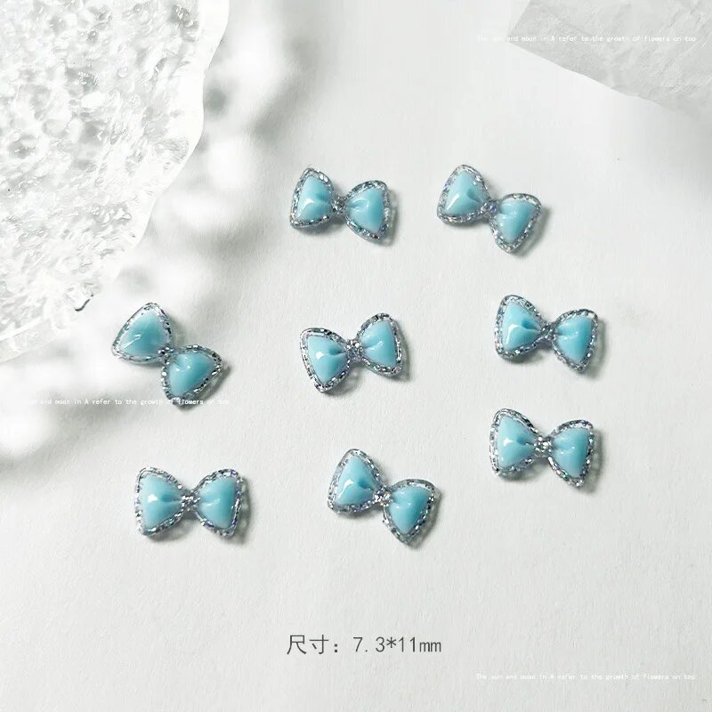 Ночные светящиеся банты для ногтей 50 шт Голубой, blue