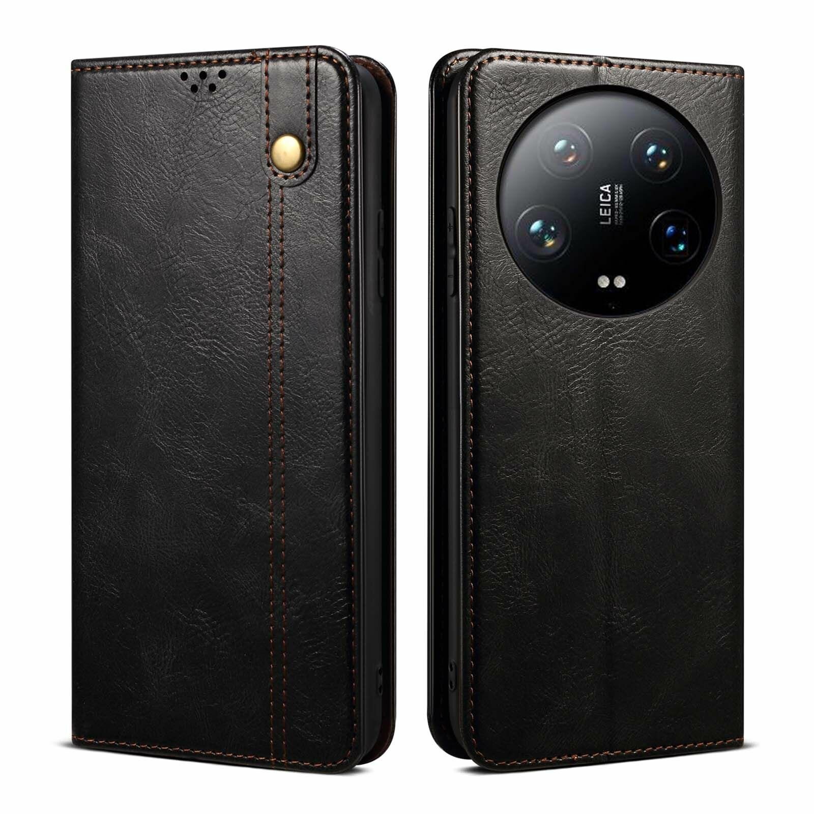 ESEBLE Кожаный чехол для Xiaomi 14 Ultra (Сяоми 14 Ультра, Ксиаоми 14 Ультра) / Защитный чехол книжка с визитницей из экокожи