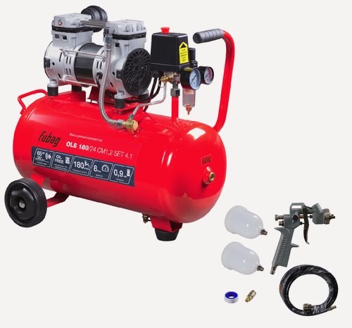 Изображение товара Компрессорный набор FUBAG OLS 180/24 SET 4.1, 180 л/мин, ресивер 24, 8 бар, 220В + пневмоинструменты