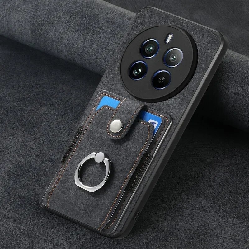 Чехол для Realme 11 15 16 Pro 5G, задняя крышка для OPPO Realme GT7 Pro, кожаный черный, Realme 15