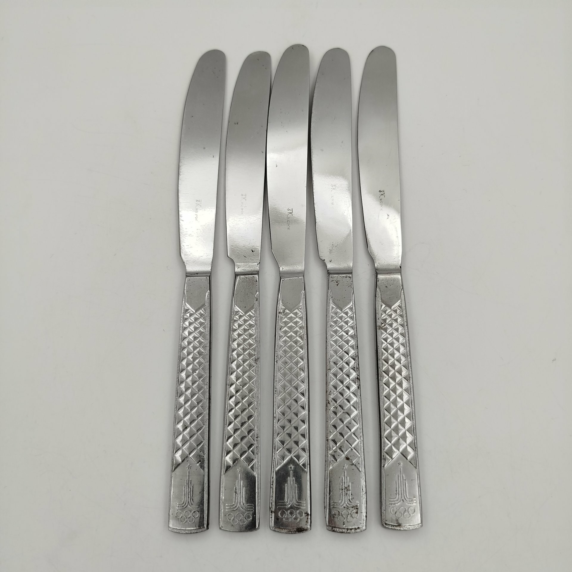 Набор из пяти ножей с олимпийской символикой, сталь, СССР, 1980 г.