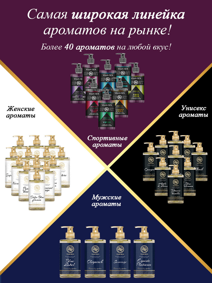 Изображение Изысканный гель для душа Egoiste Platinum, мужской парфюмированный VIAYZEN 460 мл - увлажняющий с долгим шлейфом, премиум уход