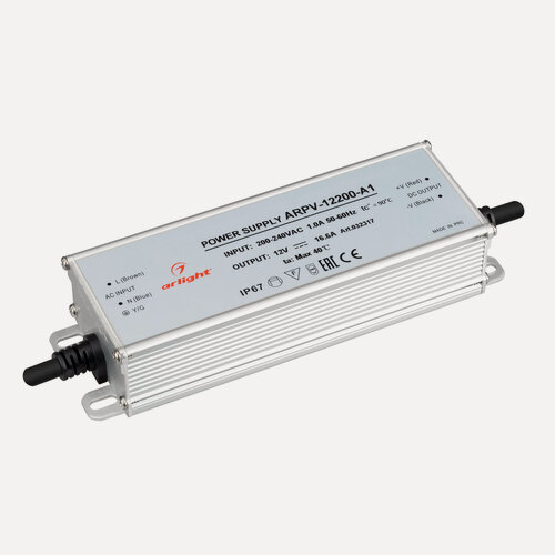Изображение товара Блок питания ARPV-12200-A1 (12V, 16.6A, 200W) (Arlight, IP67 Металл, 3 года) 032317