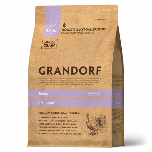 Grandorf корм для собак малых пород, с индейкой 3 кг