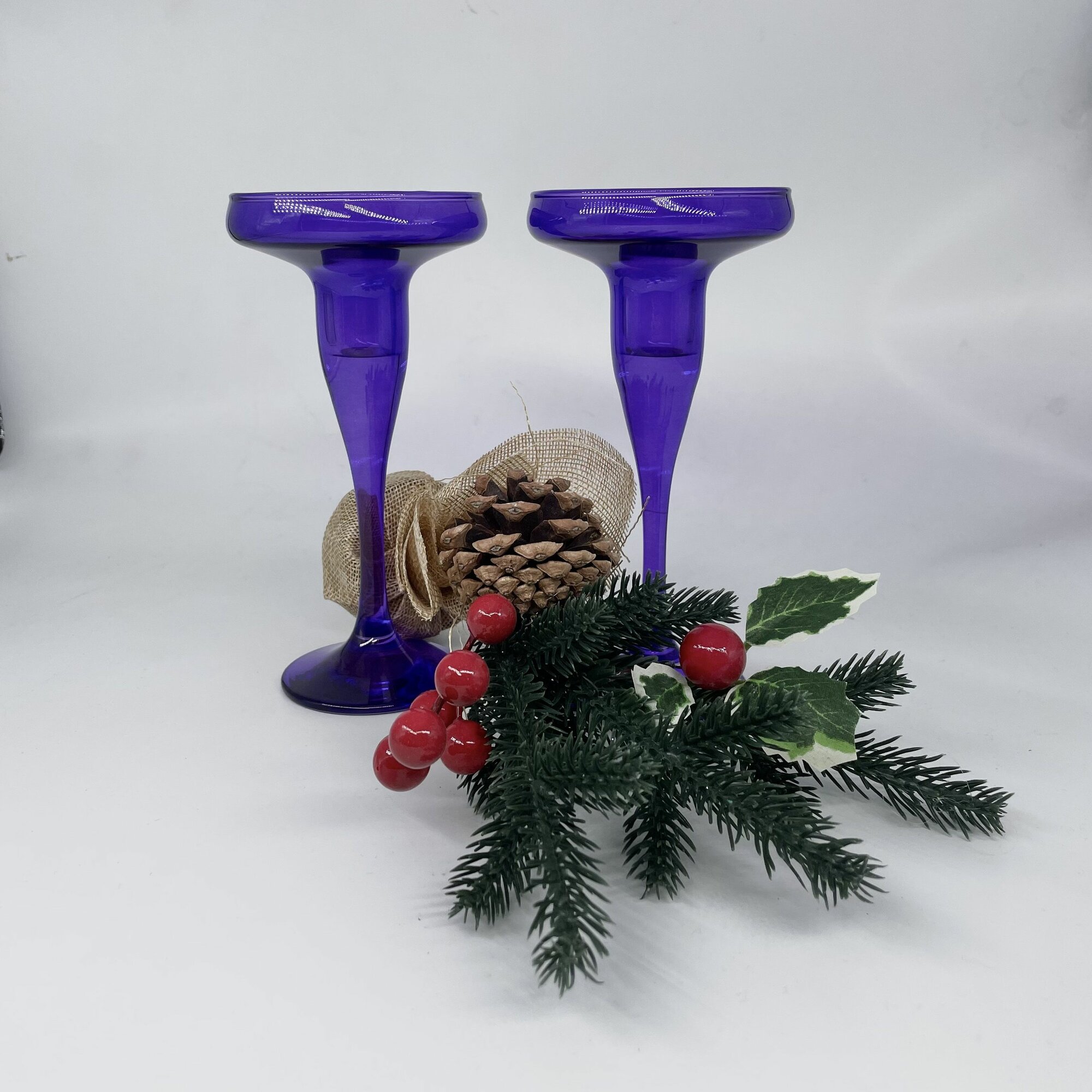 Набор подсвечников Pasabahce 44021, стекло, фиолетовый, настольный, 17х8,2х2,5см — фото 1