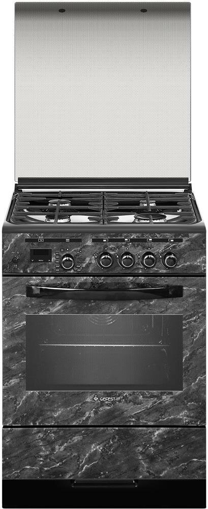 GEFEST 6300-03 0053 с газовой духовкой, с грилем, объем 52 л, черный, серебристый/серый