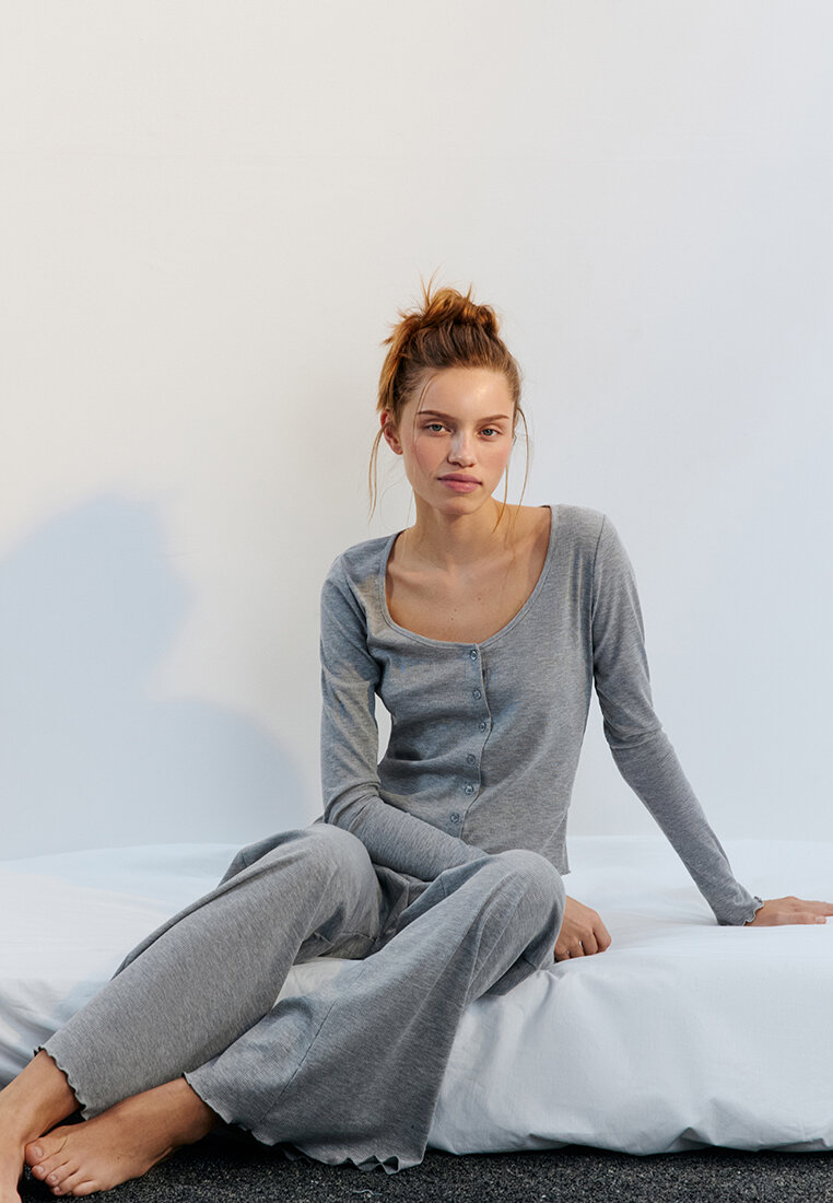 Лонгслив Befree Home, размер M, серый меланж — фото 1