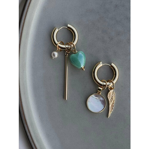 фото Серьги конго blue jewelry, перламутр, жемчуг имитация, керамика, голубой, желтый, белый