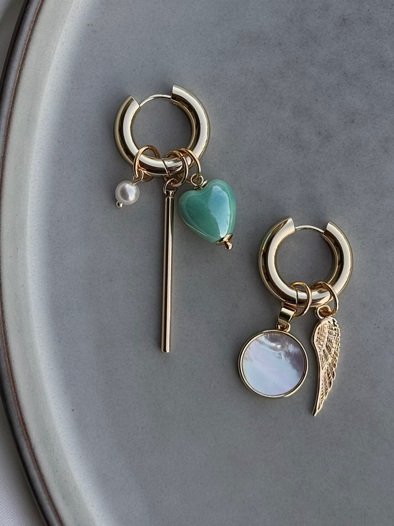 Серьги конго BLUE jewelry, перламутр, жемчуг имитация, керамика